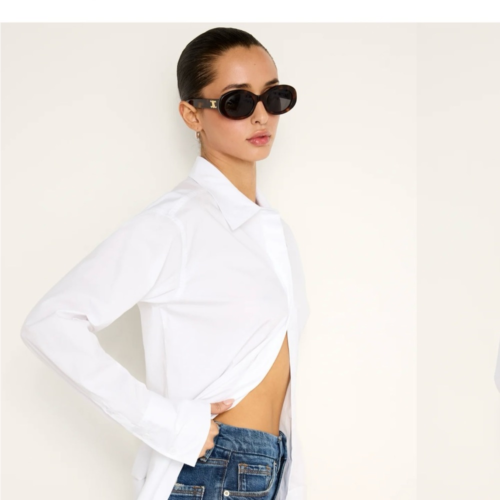 Good American White Fitted Long Sleeve Blouse - Picture 3 of 4
